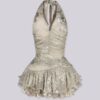 Elixir Metallic Halter Mini Dress
