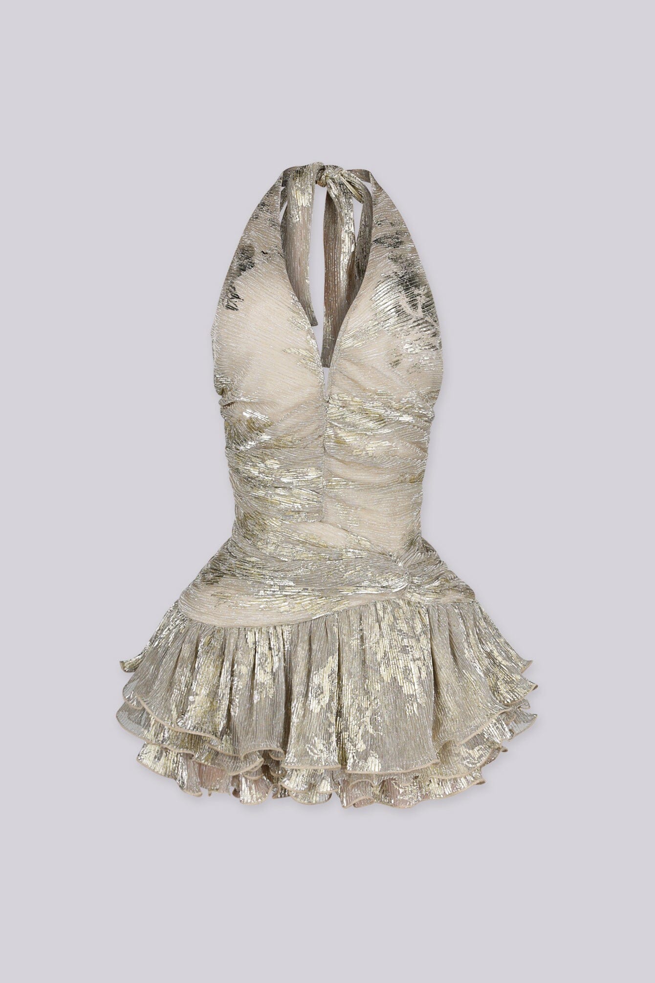 Elixir Metallic Halter Mini Dress