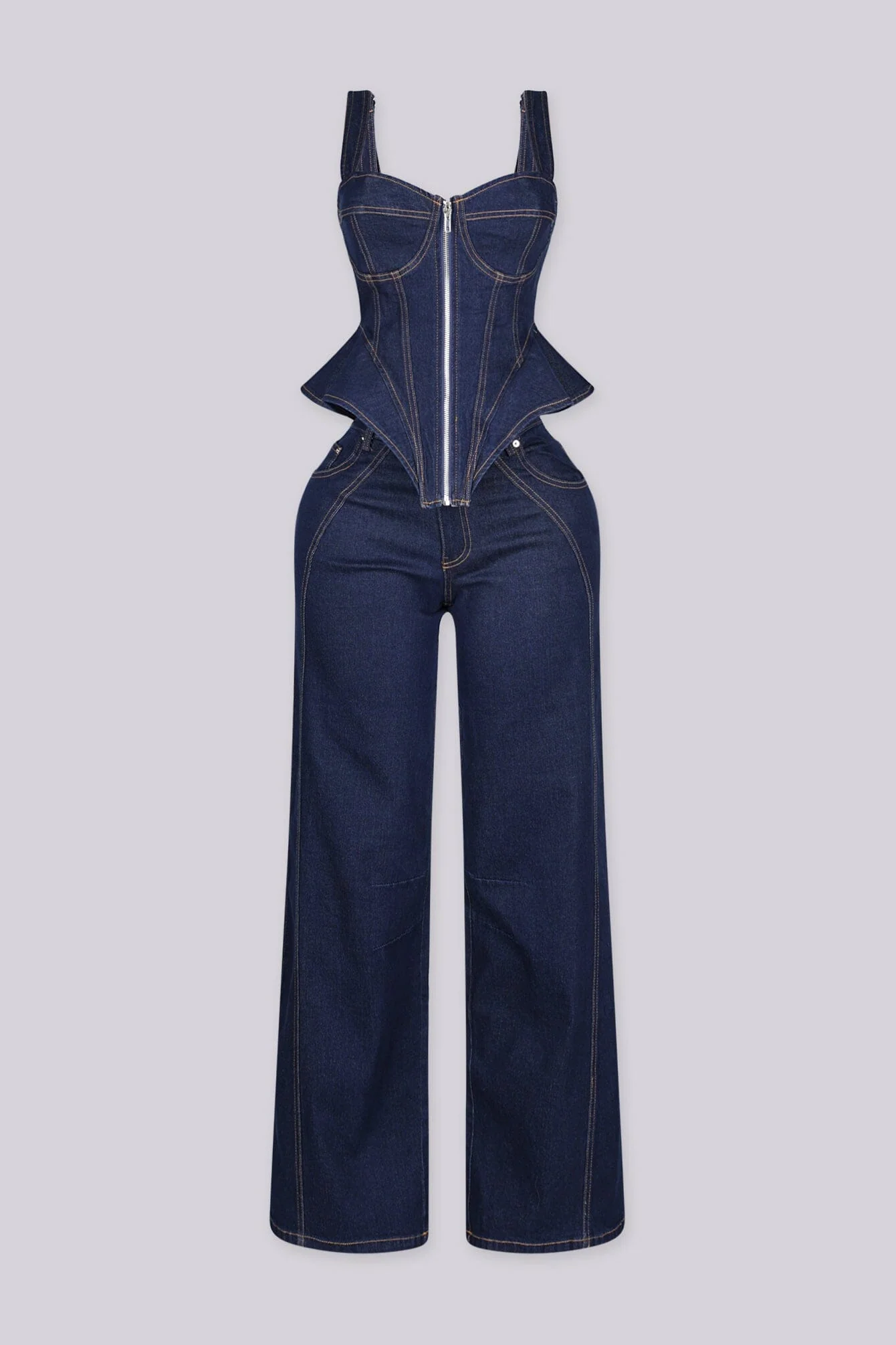 Bonnie Denim Bustier Top & Pants Set
