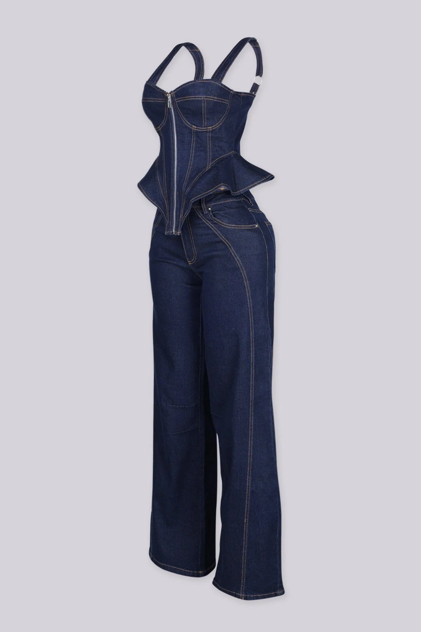 Bonnie Denim Bustier Top & Pants Set