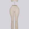 Venna Ribbed Knit Bra Top & Flare Pants SET
