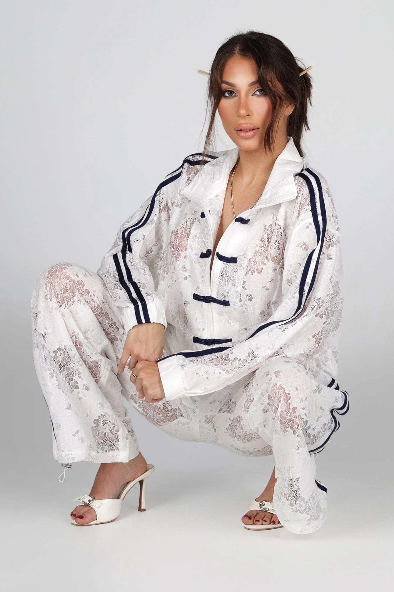 Mandarin Lace Jacket & Pants SET
