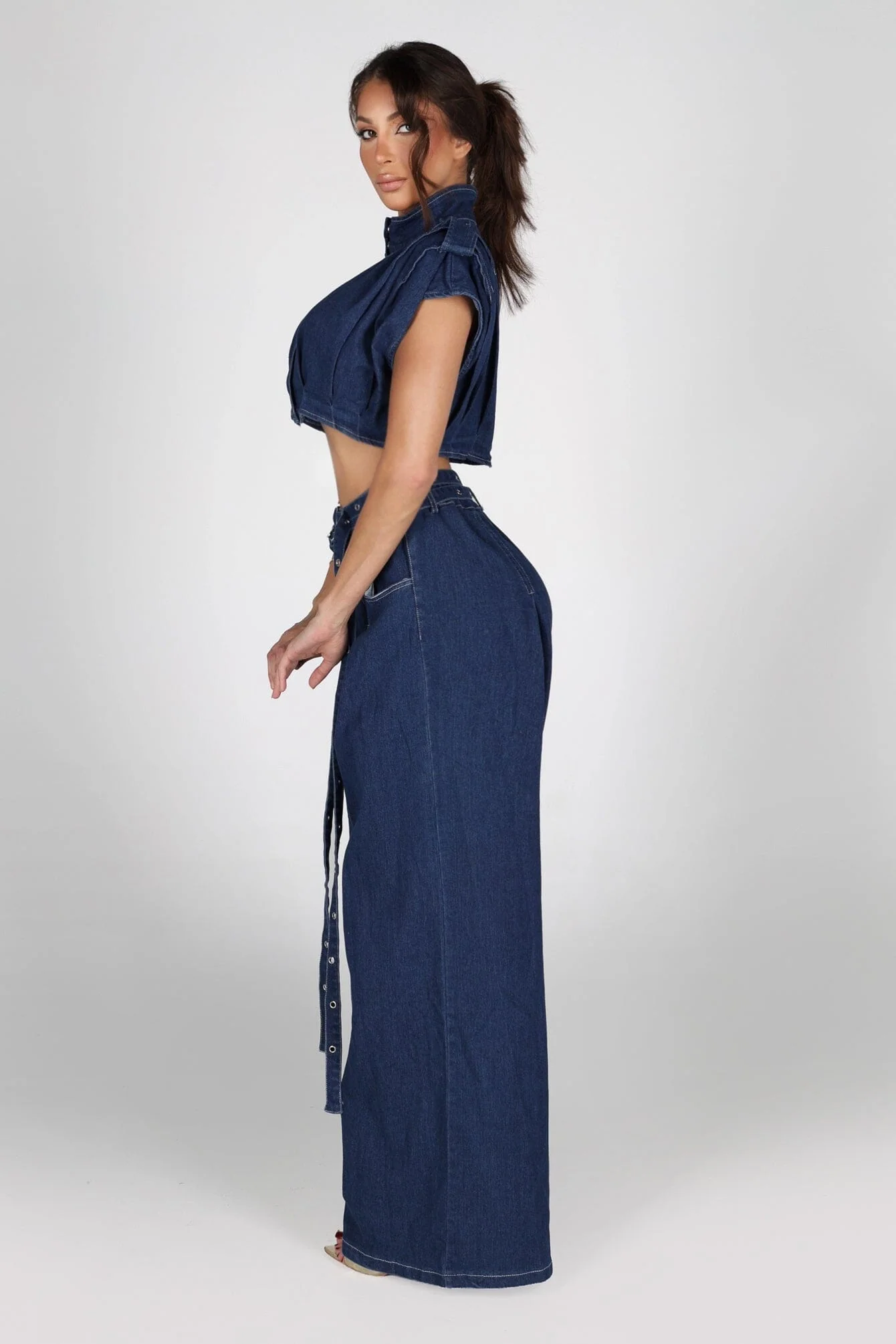 Rayna Denim Crop Top & Pants SET