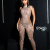 Galaxy Rhinestone Mesh Jumpsuit