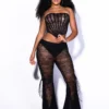 Frost Sheer Lace Corset & Flare Pants SET