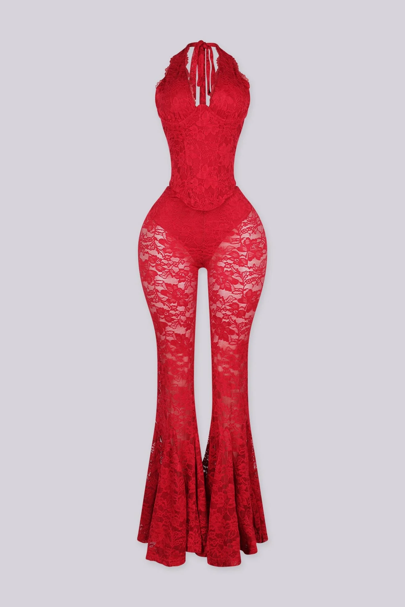 Flamenco Lace Halter Top & Flare Pants SET 6 Flamenco Lace Halter Top & Flare Pants SET