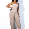 Desert Sand Ruched Jumpsuit