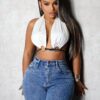 Locked in Leather Strap Halter Top