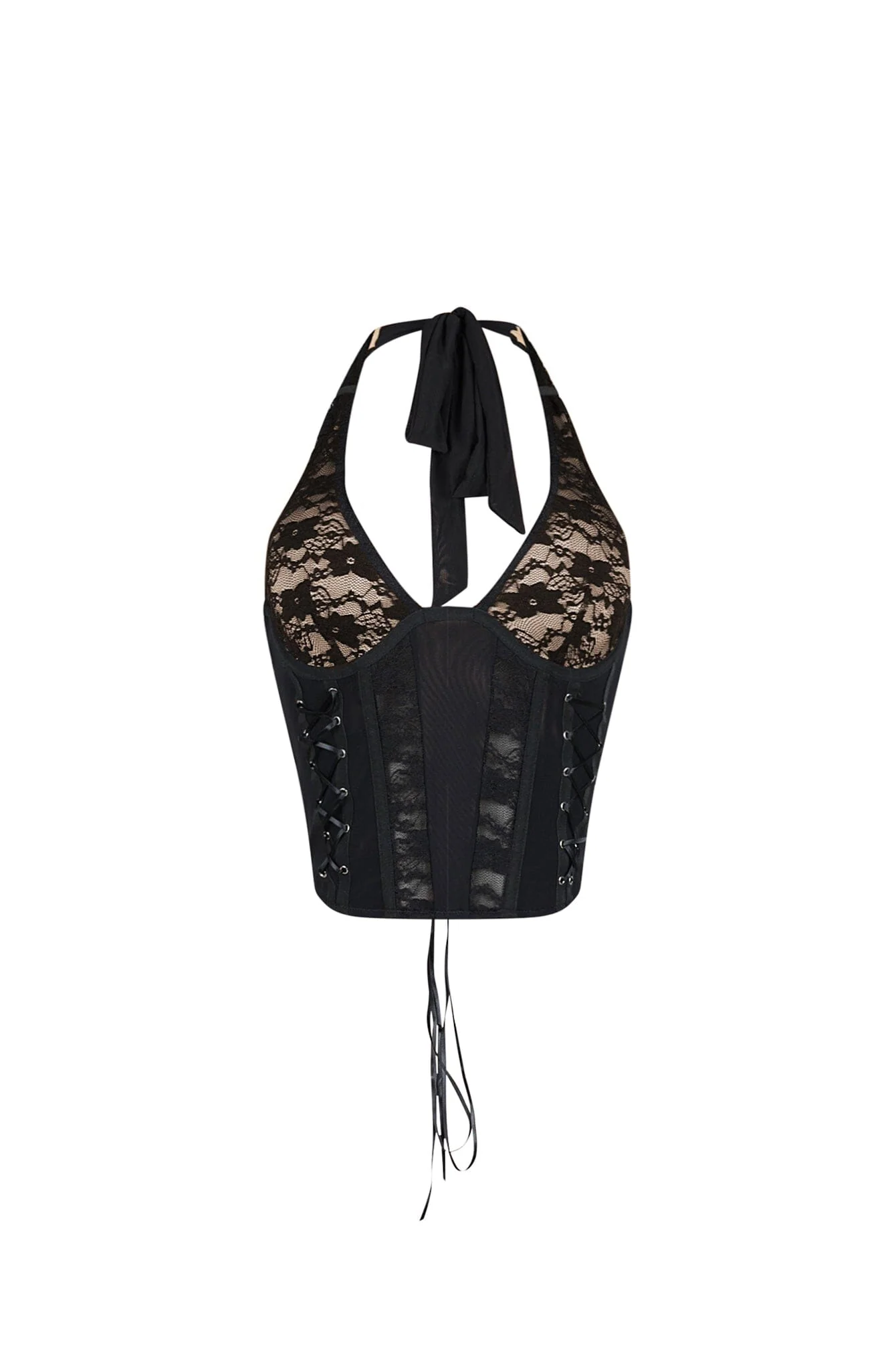 Corsabella Mesh Lace Halter Corset Top 4 Corsabella Mesh Lace Halter Corset Top