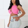 Vogue Lace Up Cutout Crop Top