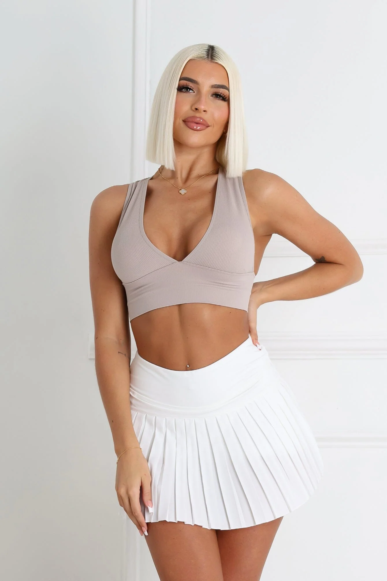 The Baby Ribbed Deep V-Neck Top