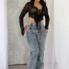 Johanna Mesh Ruffle Blouse Top