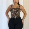 Catelyn Mesh Leopard Corset Bustier Top
