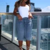 Opulent Rhinestone Denim Bermuda Shorts