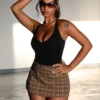Wander Cozy Plaid Mini Skirt