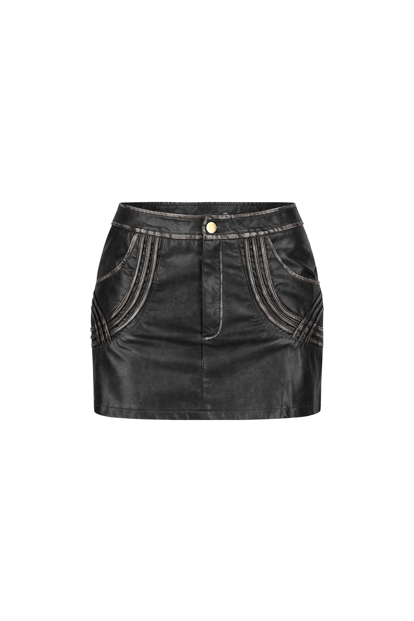 Gritty Washed Faux Leather Mini Skirt 6 Gritty Washed Faux Leather Mini Skirt