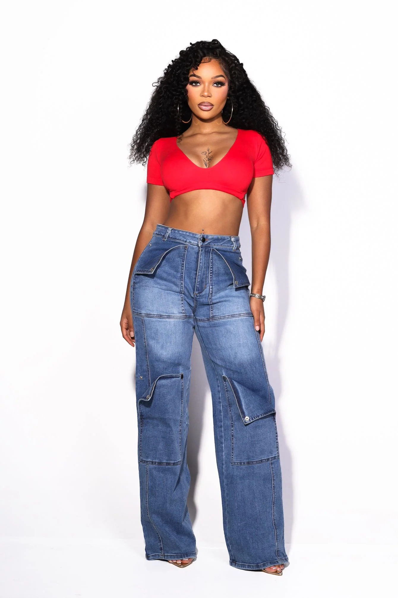 Hi Rise Snap Baggy Jeans