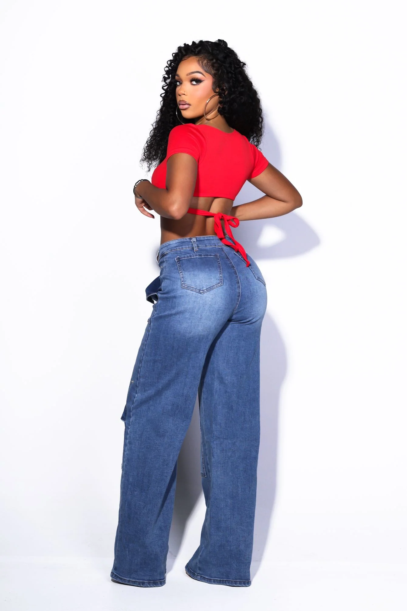 Hi Rise Snap Baggy Jeans