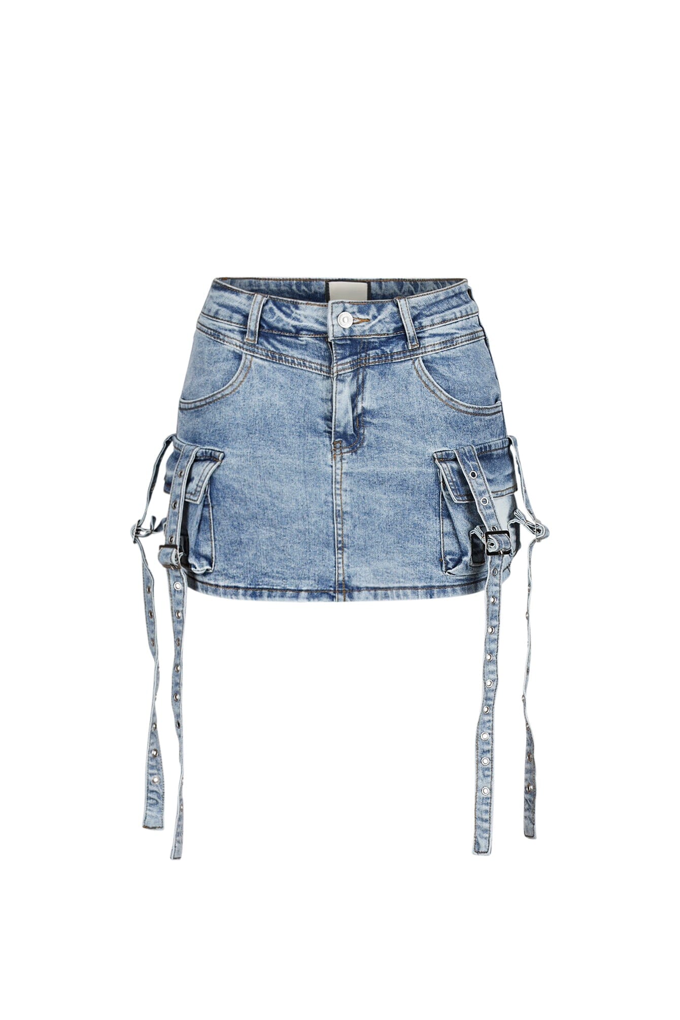 Strap In Denim Mini Skirt 2 Strap In Denim Mini Skirt
