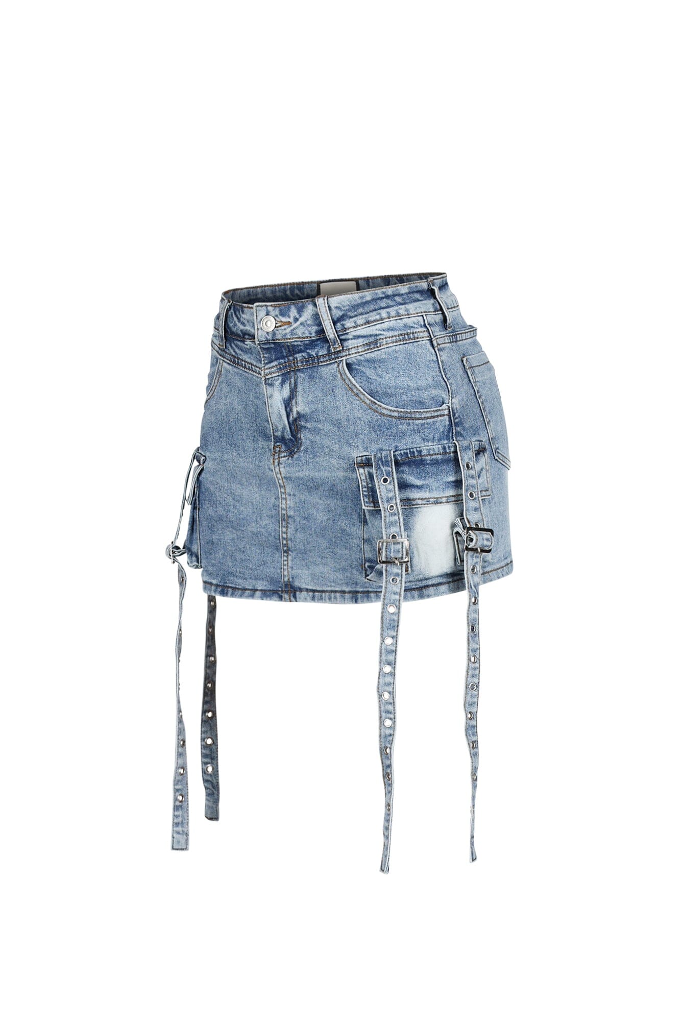 Strap In Denim Mini Skirt 3 Strap In Denim Mini Skirt