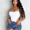 Button Edge Denim Shorts