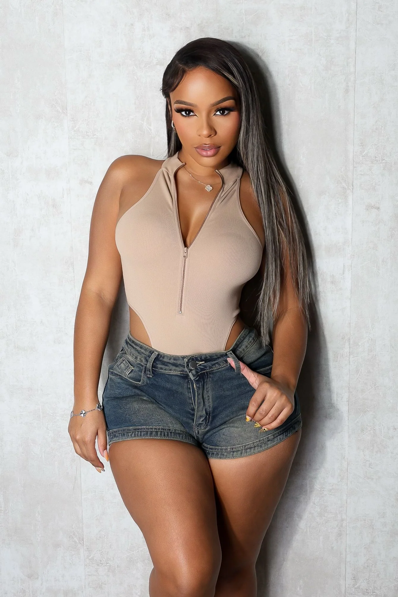 Z-Back Washed Denim Micro Shorts