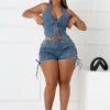 Vivienne Denim Lace Up Shorts