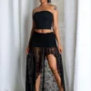 Noctelle Nights Mesh Lace Midi Skirt