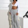 Snug Fleece Jogger Pants With Bow Detail