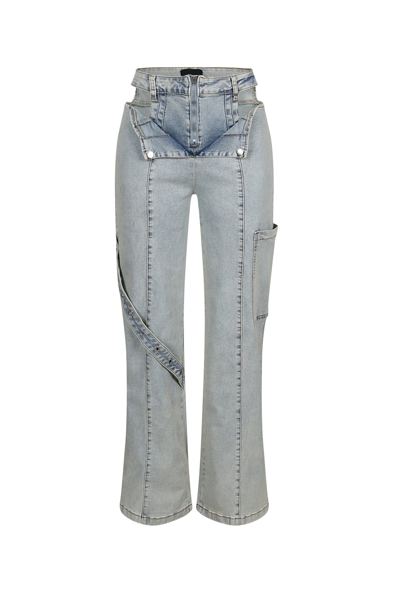 Crush High Waist Zipper Cutout Jeans