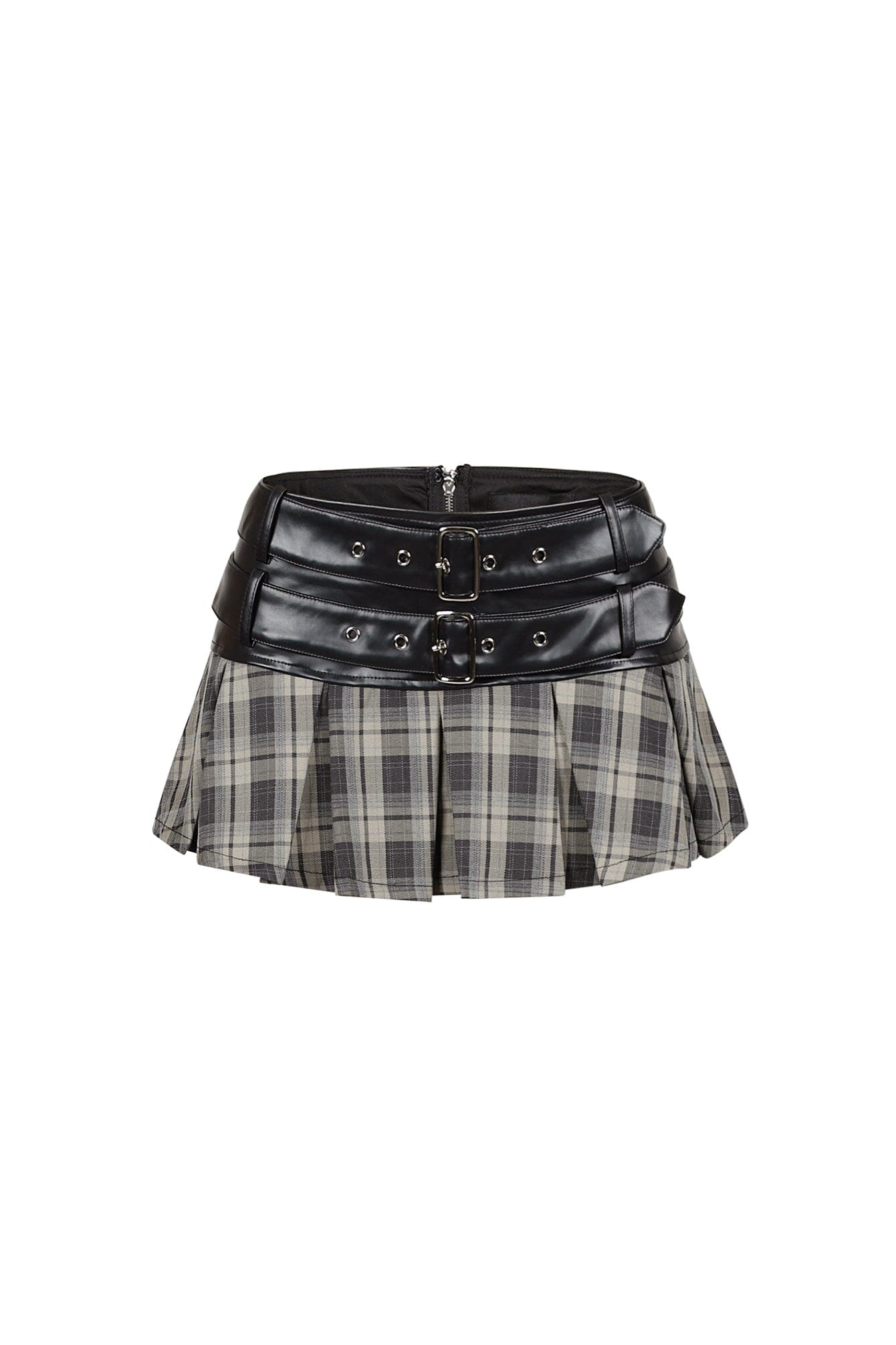 Kazuma Leather Plaid Contrast Mini Skirt 3 Kazuma Leather Plaid Contrast Mini Skirt