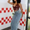 Hayden Washed Denim Cut Out With Belt Jeans