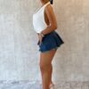 Margot Low Rise Pleated Denim Micro Skirt