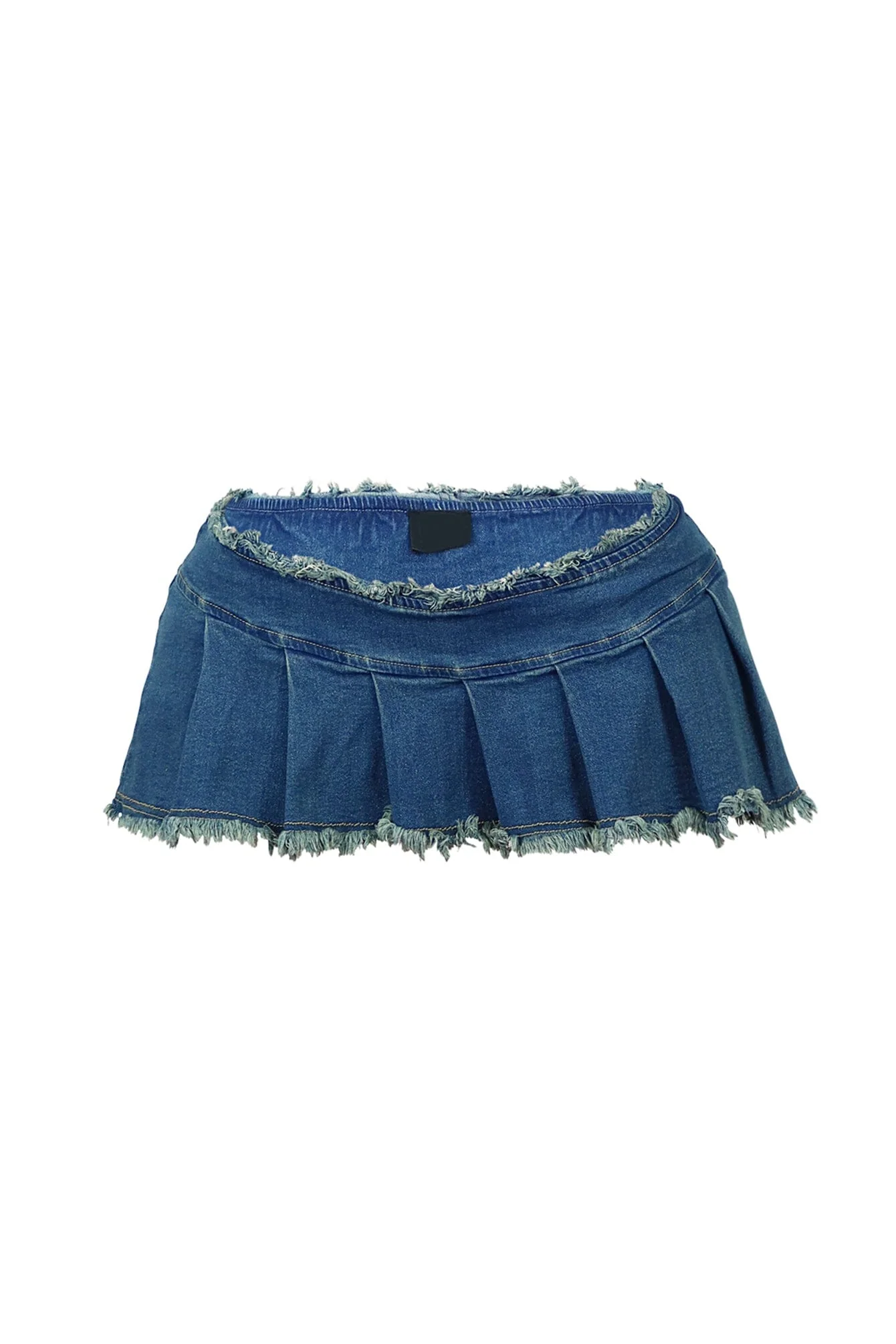 Margot Low Rise Pleated Denim Micro Skirt 4 Margot Low Rise Pleated Denim Micro Skirt