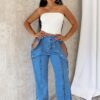No Celestial Flare Snap Button Jeans