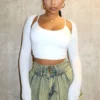 Soothing Basic Cami Crop Top With Bolero SET