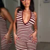 Olana Ribbed Knit Halter Romper