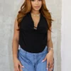 Chrischelle Cowl Neck Halter Crop Top