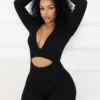 Cut Him Off Cutout Long Sleeve Romper