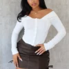 Kennedy Off Shoulder Button Down Top