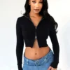Another Round Two Way Zipper Knit Top