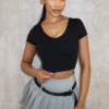 About It V Neck Short Sleeve Crop Top
