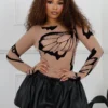 Midnight Burnout Butterfly Mesh Bodysuit