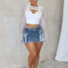 Got Me Good Washed Belted Pleated Mini Skirt