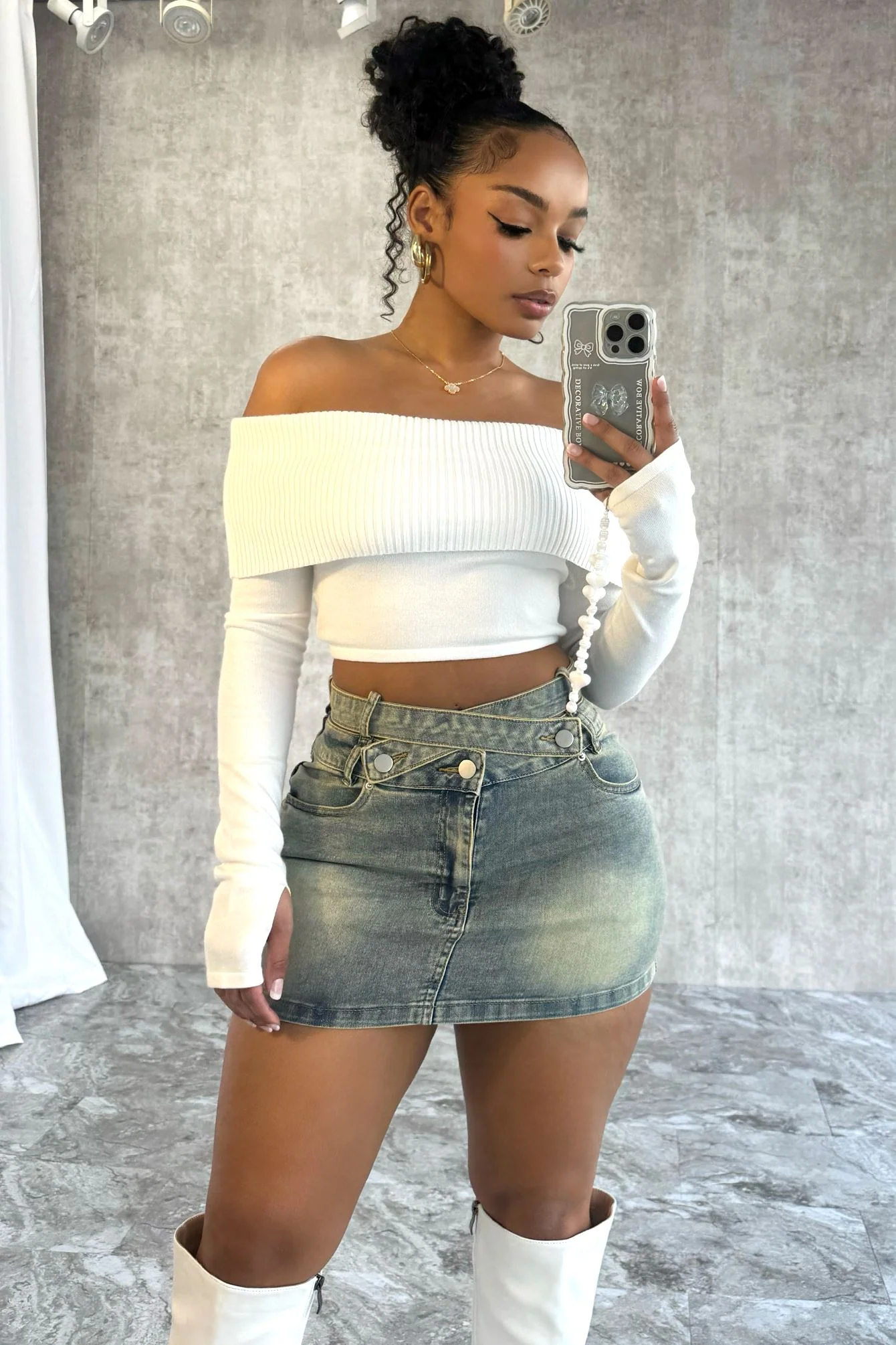 Tic Tac Toe Side Cut Out Mini Skirt