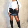 Here 4 You Belted Faux Leather Skirt