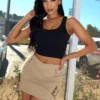 Xoxo Crossed Wide Belt Mini Skirt