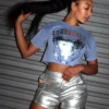 Galactic High Waist Silver Shorts