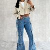 Attention Bell Bottom Pockets Detail Jeans