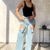 Jasper Side Cutout With Button Jeans